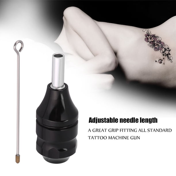 Apretones de tatuaje, cartucho de tatuaje de aleación de aluminio de 25 mm Mango de empu?adura de mango de pistola de ametralladora con mango trenzado Herramientas Suministros y equipo de tatuaje Ecomeon no