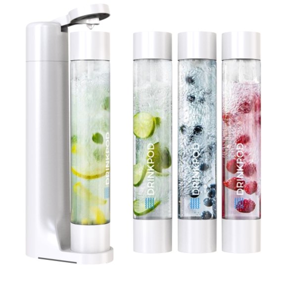 FIZZPod Machine à Soda Étincelant à une Touche avec 3 Bouteilles - Blanc