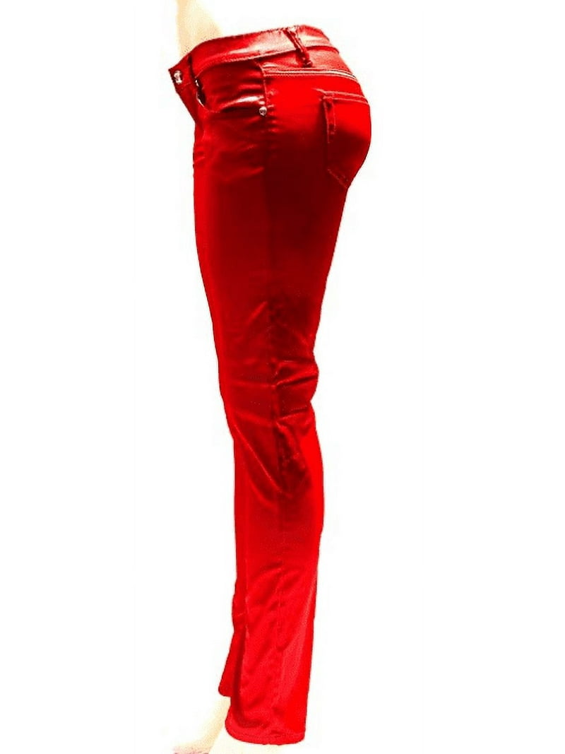 パンツ red stretch skinny COSTLY Girl Womens Sexy Satin Solid RED/White Color Skinny Fit