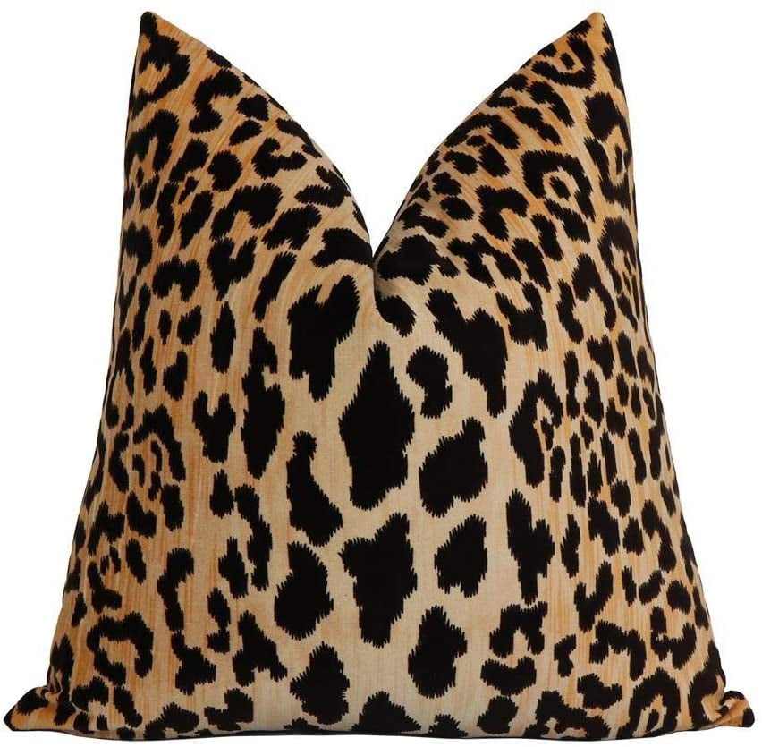 Leopard Velvet Pillow Cover with Zipper Square Euro Sham or Lumbar