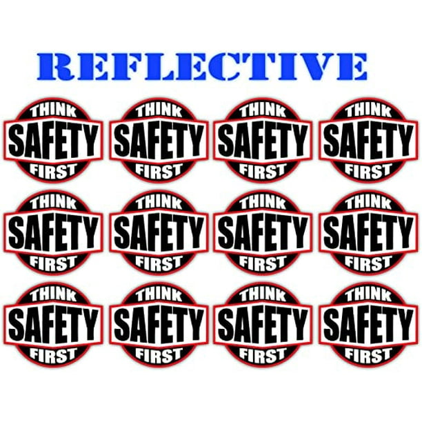 12 Pack | Reflective Think Safety First Hard Hat Stickers | Motorcycle | Welding Biker Helmet Decals | Laborer | Foreman | Welder, Lineman, ...