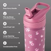 TAL 26oz Stainless Steel Ranger Water Bottle with Easy Sip Straw, Berry Floral