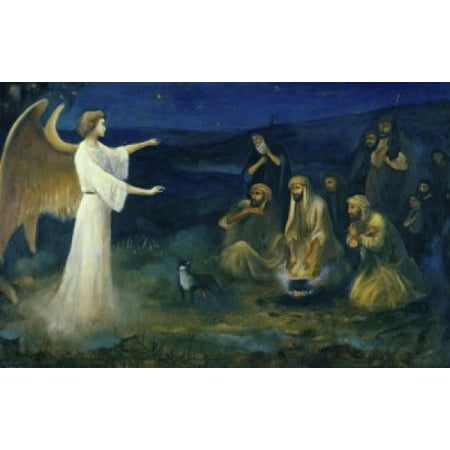 Angel Announcing the Birth of Christ to Shepherds Robert Leinweber (1845-1915 German) Canvas Art - Robert Leinweber (18 x 24)