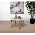 thumbnail image 2 of Pemberly Row Round Marble & Wood Coffee Table in White and Natural, 2 of 6