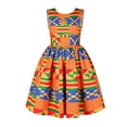 thumbnail image 1 of Girls Dress Print African Kids Round Neck Sleeveless Dress Cute Puff Skirt, 1 of 6