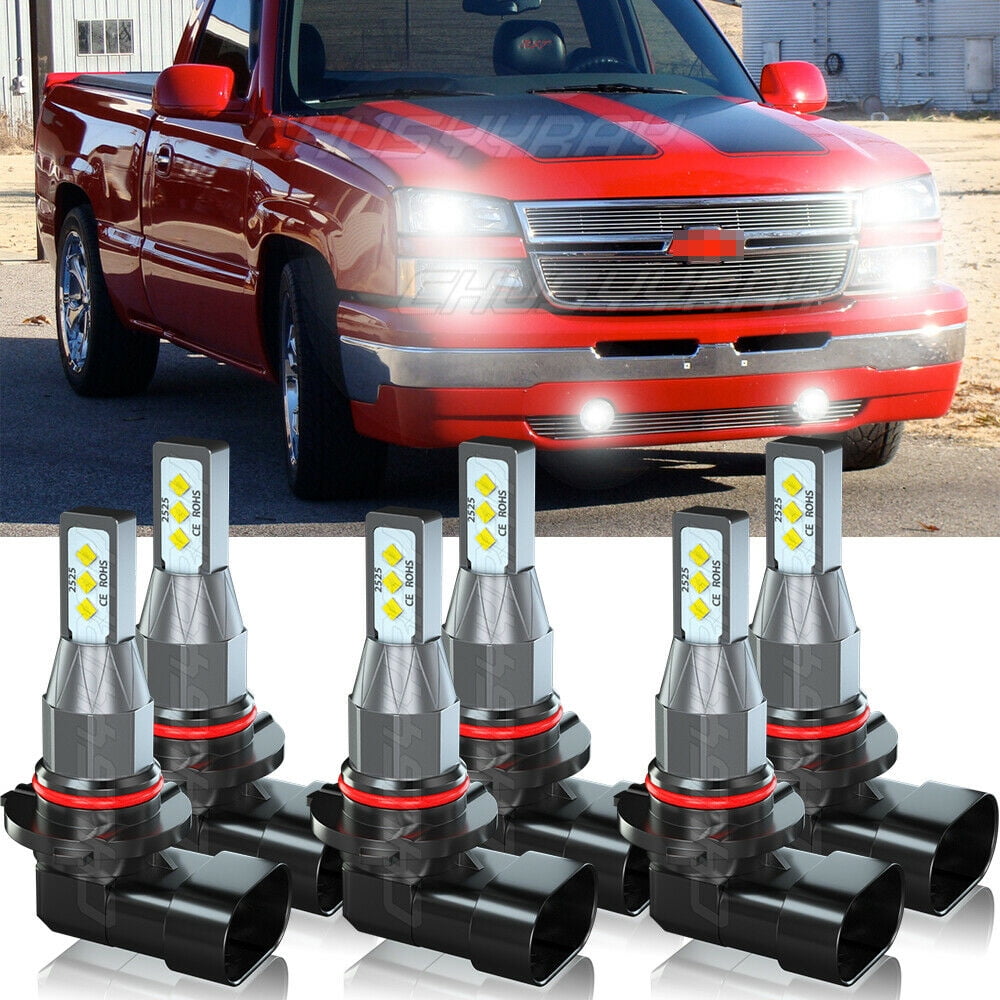 LED Headlight & Fog Light Bulbs Combo For Chevy Silverado 1500 2500HD 2003-2006 