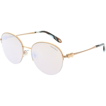 Silver Tiffany Settings - Tiffany And Co. Women's Mirrored TF3053-610964-56 Gold Semi-Rimless Sunglasses