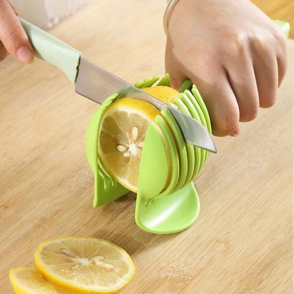 Odenmar-PP Lemon Slicer Holder, Fruit Cutting Guide with Hand Guard, Non-Slip Citrus Cutting Aid for Kitchen Use, 2-Pack