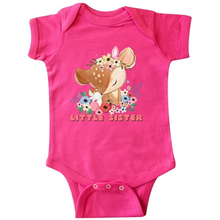 

Inktastic Little Sister Deer Gift Baby Girl Bodysuit