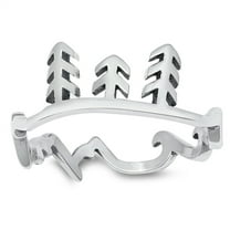 Beautiful Scenic Nature Tree Ocean Band Sterling Silver Ring 925 Jewelry Female Male Unisex Size 5