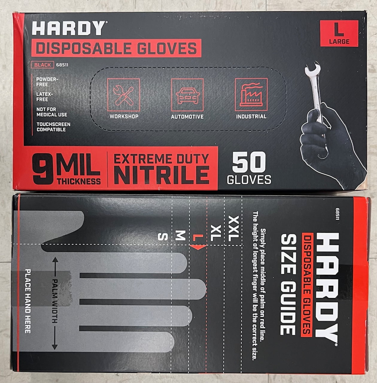New HARDY 9 mil Nitrile Powder-Free Gloves Large 100-Pack