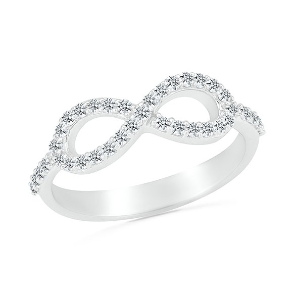 DGOLD Bague Infini en Argent Sterling avec Diamants Ronds Blancs pour Femmes (1/3 cttw)