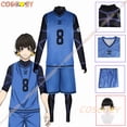 thumbnail image 2 of Disfraz de Cosplay de Anime Blue Lock Bachira Meguru, camiseta de fútbol, ropa deportiva, uniforme azul, traje de fiesta de Navidad y Halloween, 2 of 5