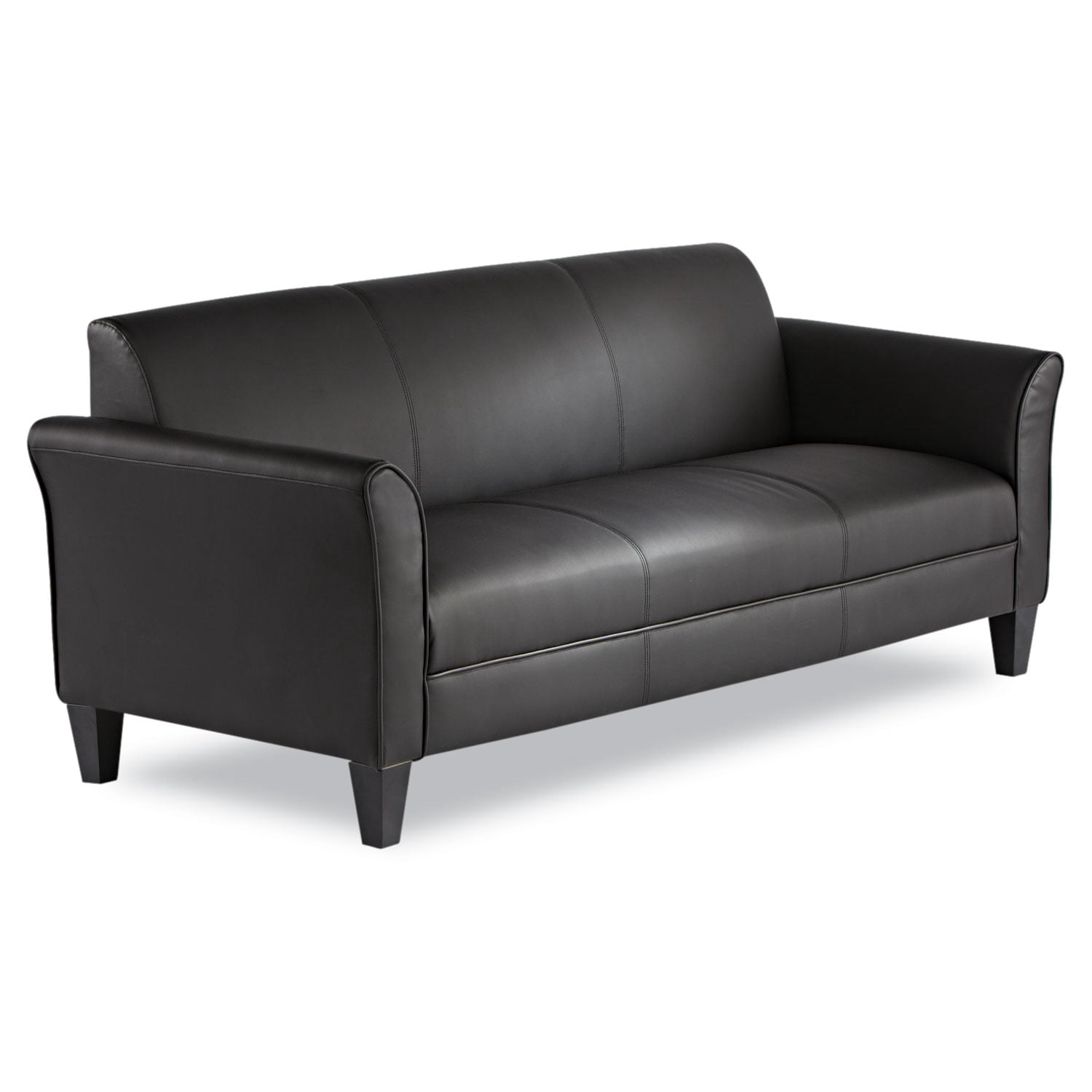 Alera ALERL21LS10B Reception Lounge Sofa Series 77 in. x 31.5 in. x 32 in. 3-Cushion Sofa - Black