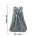 thumbnail image 3 of Polyester Bow Knot Hangable Hand Towel | Soft Fleece-Like Absorbent Design | Kitchen Bathroom Everyday Use | Decorative Hanging Loop | 33x33cm | Brown Gray Beige | Single Pack, 3 of 6