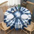 thumbnail image 3 of Blue White Tie Dye Mandala Pattern Round Tablecloth 60"x60",Wrinkle Wipeable Table Cloth for Kitchen Dining Room Picnic Patio Party, 3 of 6