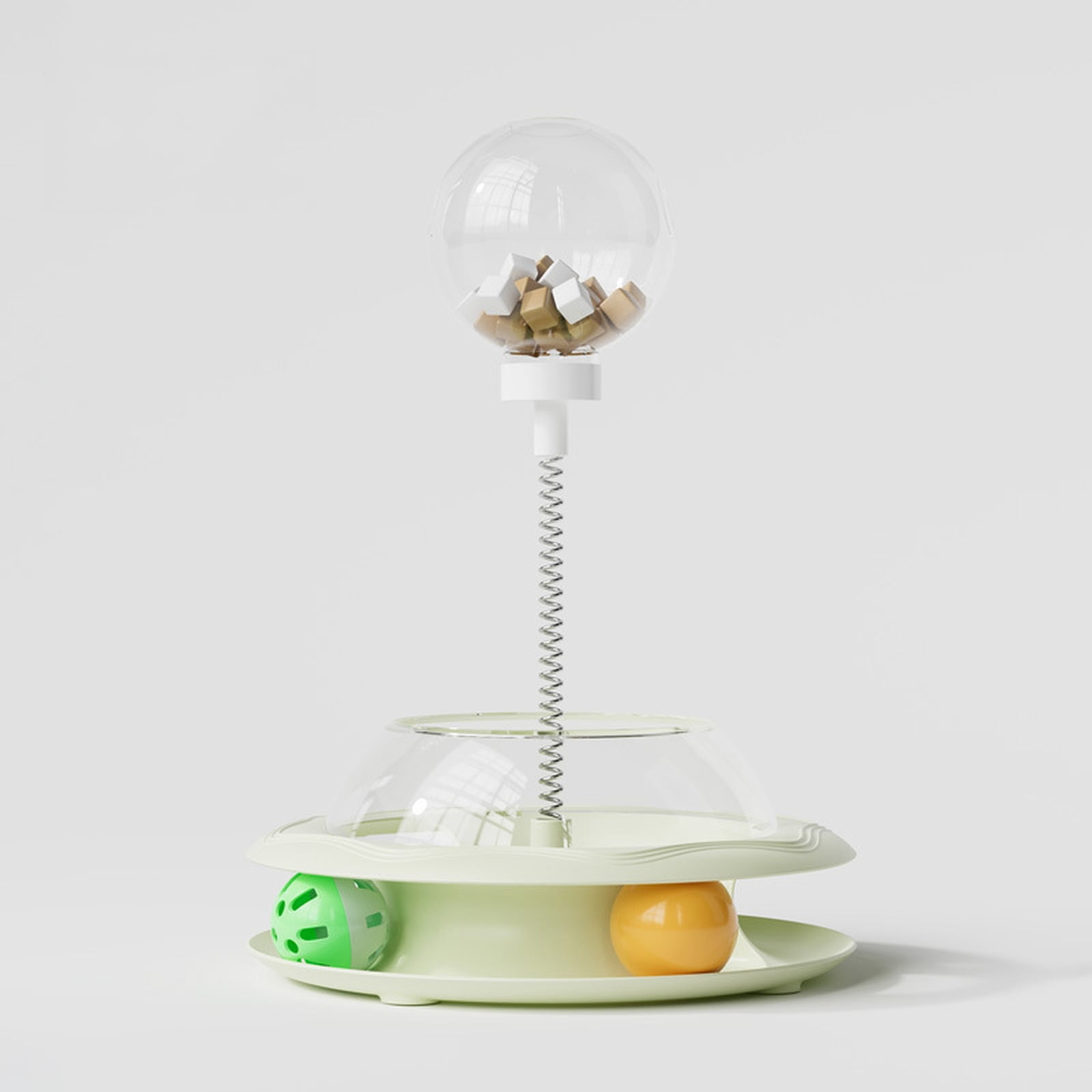 Original New Cat Toy - Interactive Treat Dispensing Ball with Spinning Disk, Spring Feather & Puzzle Design for Cats to Self-Entertainment, Boredom Relief, Indoor Play