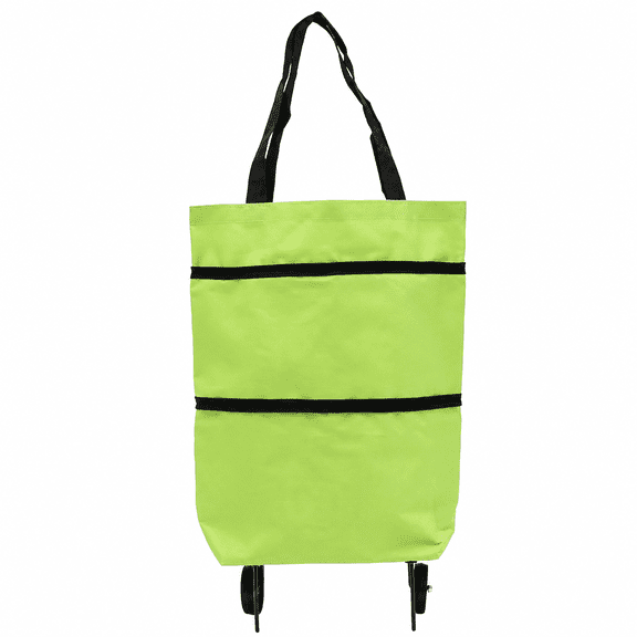 Foldable Shopping Trolley Bag With Wheels Portable Grocery Cart Backpack Style Oxford Fabric Green Heavy Duty 25 Lbs Capacity
