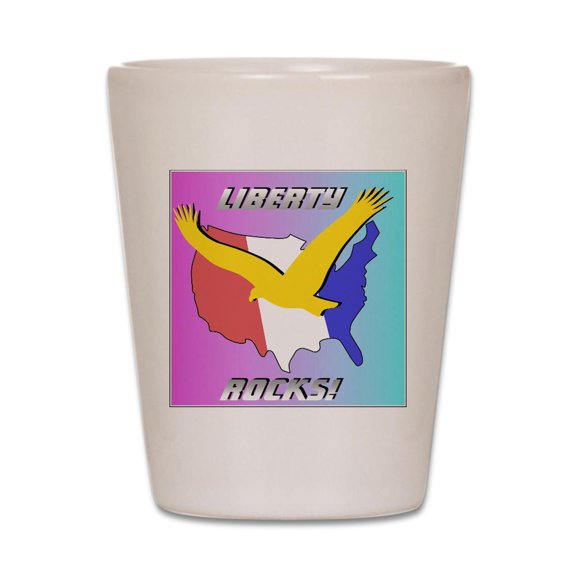 CafePress - Patriotic American Art - White Shot Glass, Unique and Funny Shot Glass