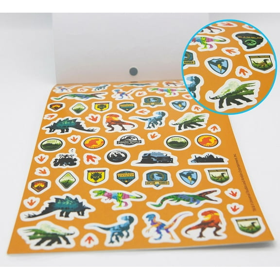Jurassic World Sticker Pad with 4 Sheets of Dinosaurs