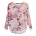 thumbnail image 1 of Camisa de gasa de las mujeres jinwen Top floral mariposa impresa botones de manga larga 3XL, 1 of 8