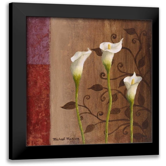 Marcon, Michael 12x12 Black Modern Framed Museum Art Print Titled - Calla Lilies I