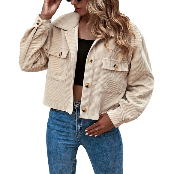 Chaqueta corta de pana Gihuo Fashion para mujer