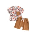 thumbnail image 2 of Musuos Toddler Boys Summer Outfits 6 12 18 24M 3Y Baseball Print Short Sleeve Crewneck T-Shirts Elastic Waist Shorts Infant 2Pcs Clothes Set, 2 of 10