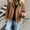 Brown, variant on Women's Oversized Suede Jacket Short Cropped Lapel Button Down Loose Fit Long Sleeve Casual Fall Winter