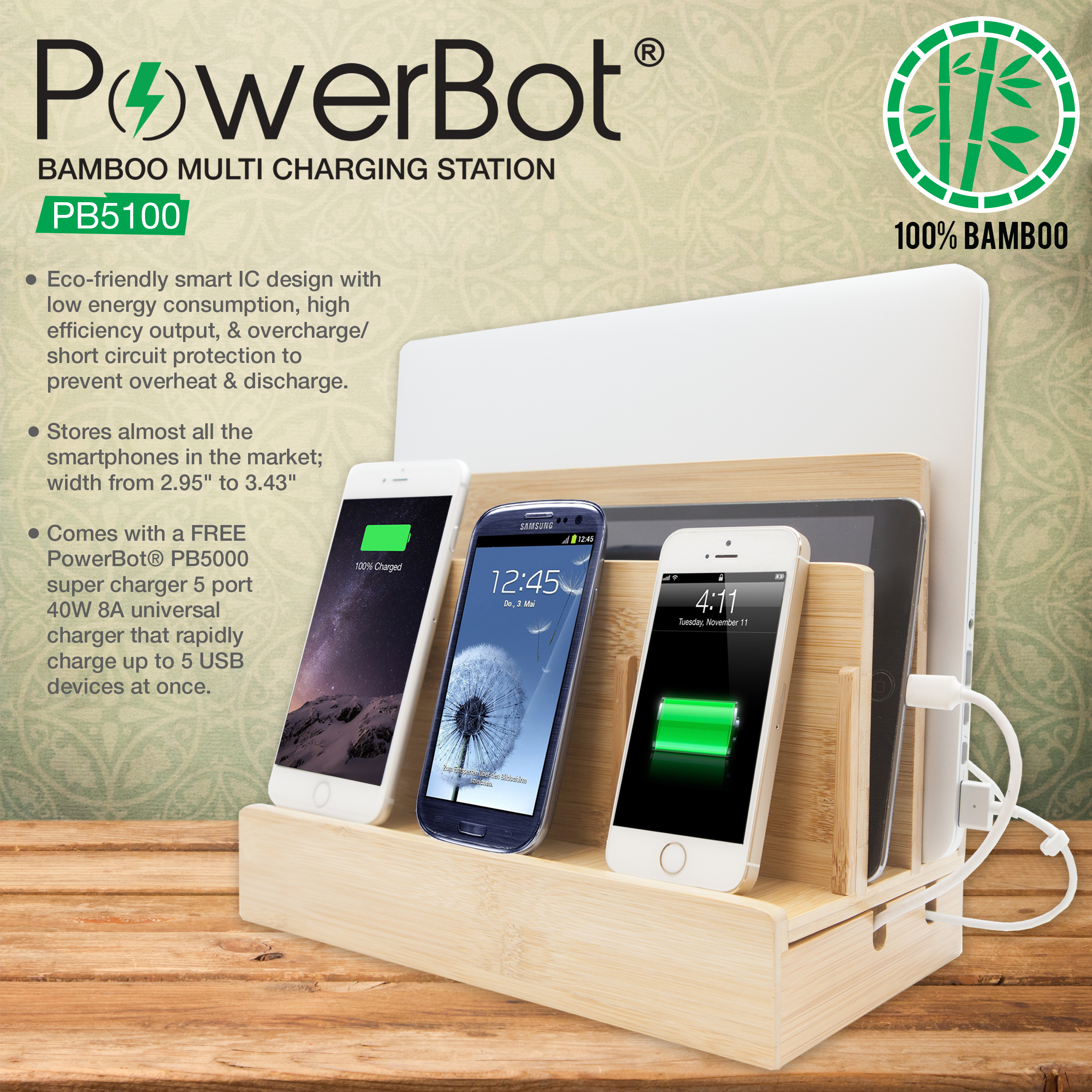 PowerBot PB5100 Bamboo Multi Charging 