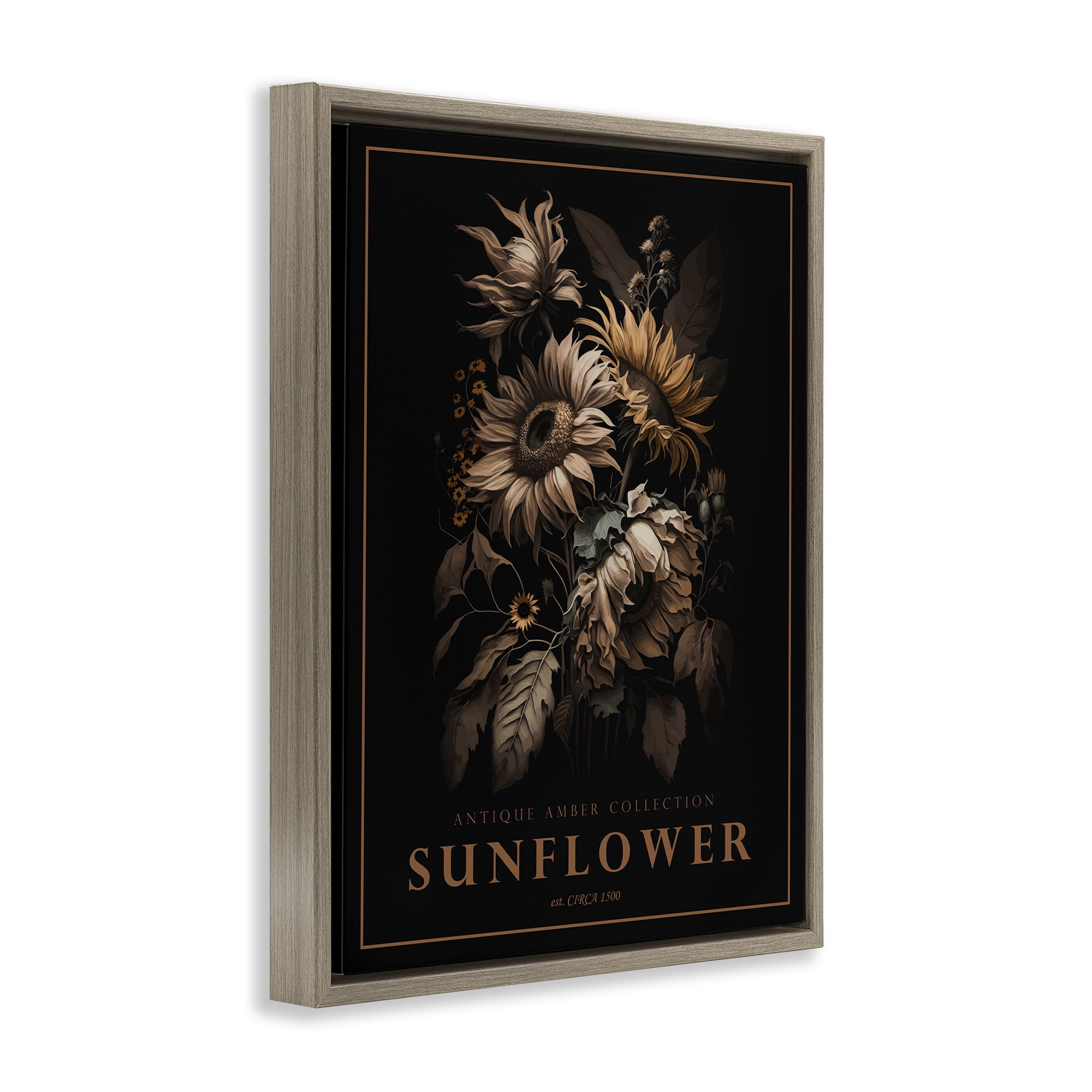 Stupell Industries Antique Sunflower Bushel Brown Framed Floater Canvas Wall Art, design by Christopher Giampietro