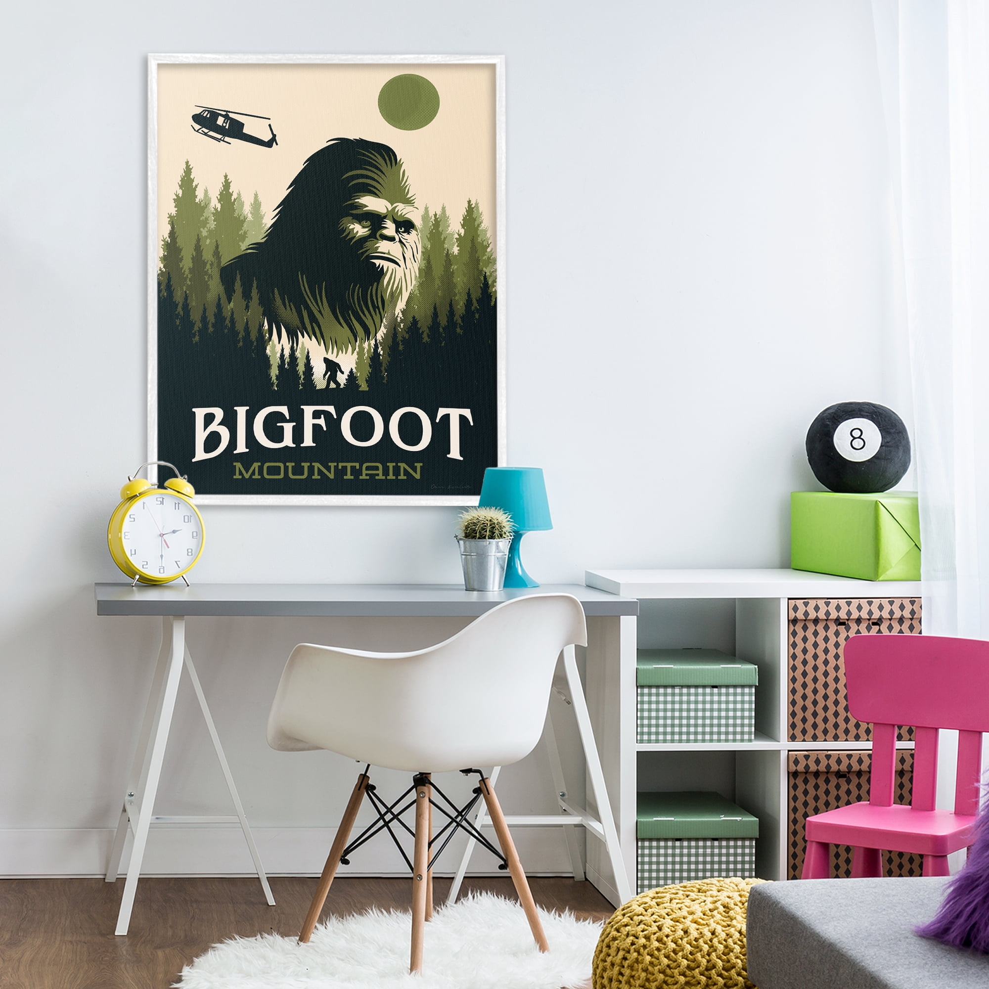 Stupell Industries Bigfoot Mountain Forest White Framed Giclee Art, design by Omar Escalante