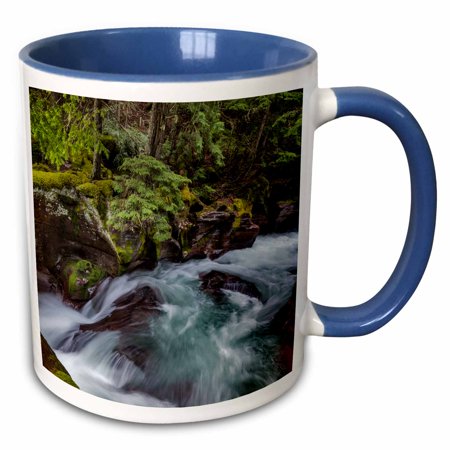 3drose, Avalanche Gorge in Glacier National Park, Montana, Usa, 15oz Two-tone Blue Mug