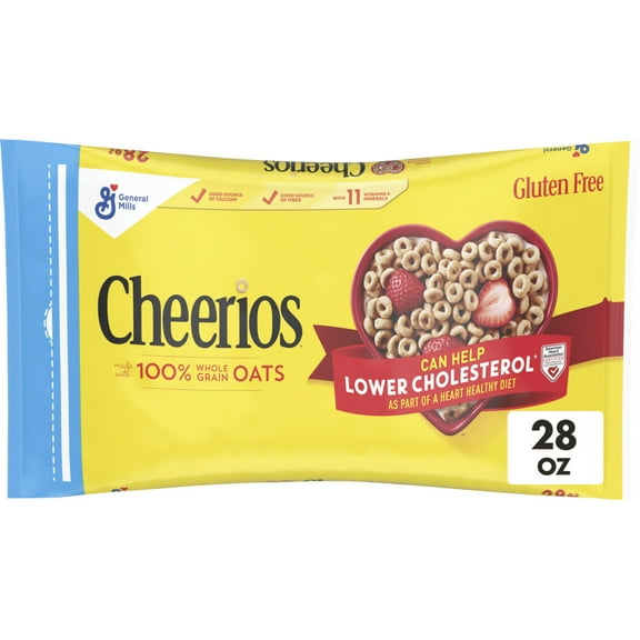 Cheerios, Heart Healthy Gluten Free Breakfast Cereal, Resealable Bag, 28 oz