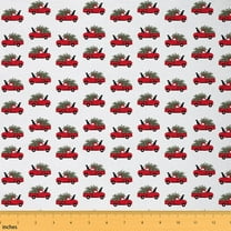 Homewish Rustic Red Truck Fabric by the Yard 1 Yard for Kids, Kawaii Cute Cartoon Dog Room Decor Fabric by the Yard, Merry Christmas Sewing Fabric, Luxury Bedroom Decor