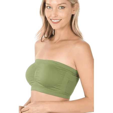 

Seamless Bandeau Bra Tube Top Removable Pads (1X-2X Sage) 1X-2X Sage