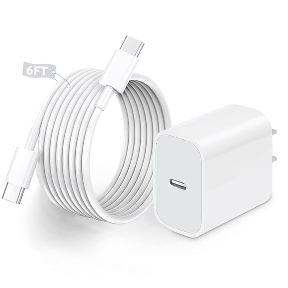 30W USB-C Fast Charger for MacBook Air M2/M1, iPad Pro/Air/Mini, iPhone 16/15 Pro Max, Pixel, Samsung - 6.6FT Cord Included