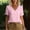 *Pink, variant on ClodeEU Women's Linen Blend V Neck Short Sleeve T-Shirt,Solid Color Casual Top Pink,Womens Plus XL