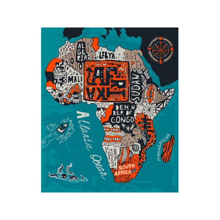 Illustrated Map Of Africa Laminated Print By Dariai - 