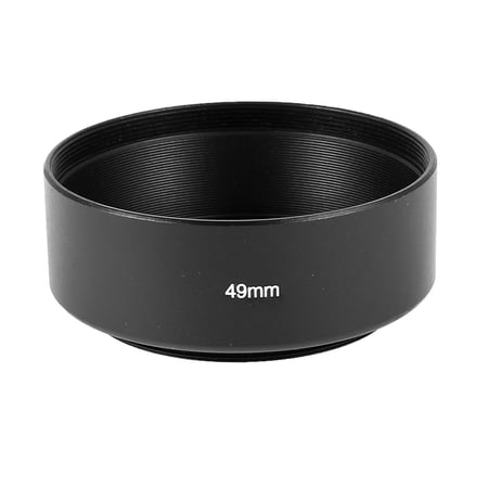 DSLR Camera Filter Screw-in Mount 49mm Aluminum Lens Hood Shade Cover Black