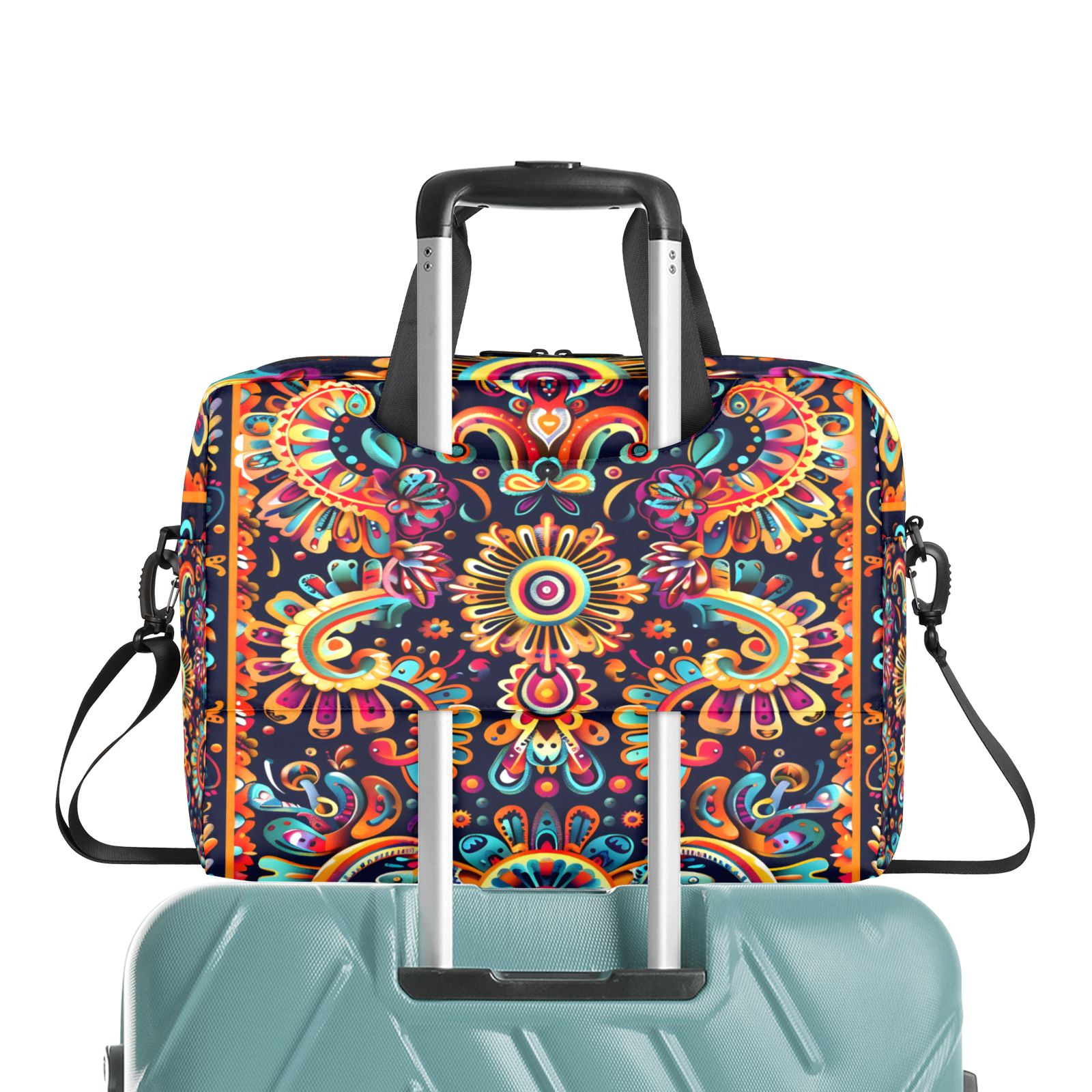 Herdesigns Mexica Flower Floral Laptop Bag for Women Men, Computer Case Briefcase Messenger Bags, 15-15.6 inch Laptop Sleeve Shoulder Bag