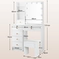 thumbnail image 3 of Yamissi Modern Vanity Desk with Lights, Makeup vanity Set with Sliding Mirror, Dressing Table with Drawers and Stool, White, 3 of 10