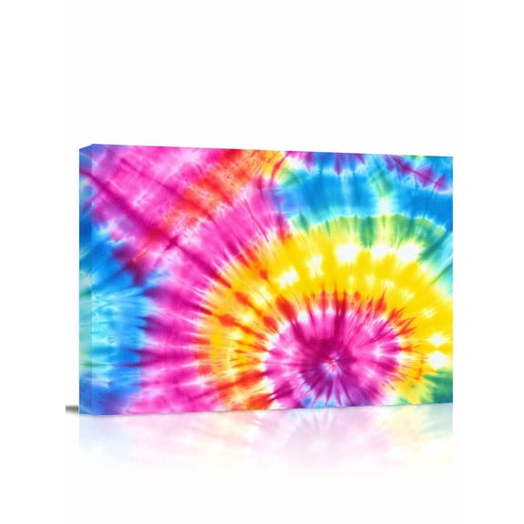 Colorful Boho Wall Art for Living Room,Canvas Picture Wall Decor for Bathroom Bedroom,Pink Yellow Blue Green Tie Dye Abstract Art Painting Artwork for Office Kitchen Hallway Dining Room Decor 12"x16"