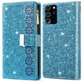 thumbnail image 7 of Dteck Folio Wallet Case For Samsung Galaxy Note 20, Luxury Bling Glitter PU Leather Case with Stand / Zipper Purse / 9 Card Slots / Magnetic Closure Cover with Hand Strap, Blue, 7 of 7
