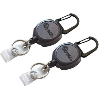 2 Pack ELV Self Retractable ID Badge Holder Key Reel, Heavy Duty, 32 Inches  Cord, Carabiner Key Chain, Retractable Keychain Key Holder, Hold Up to 15