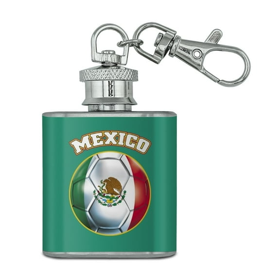 Mexico Soccer Football Futbol Stainless Steel 1oz Mini Flask Key Chain