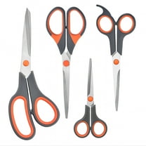 KJLAND Stainless Steel All-Purpose Scissors, 5"-9", Gray & Orange, 4 Count