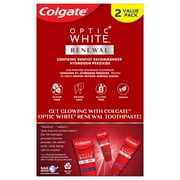 Colgate Optic White Renewal Teeth Whitening Toothpaste, Enamel Strength, 3 Oz, 2 Pack