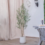 Romswi 6FT Artificial Olive Tree Tall Fake Potted Olive Tree with Lifelike Fruits Faux Olive Tree For Home House Office Decor Indoor