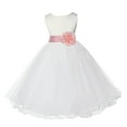 thumbnail image 3 of Ekidsbridal Satin Ivory Peach Tulle Rattail Flower Girl Dress for Baptism Wedding Mini Bridal Gown 829T S, 3 of 3